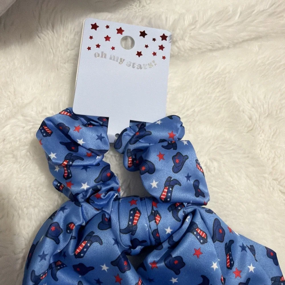 Oh My Stars Twister With Tails Hair Scrunchie, Cowboy Hat & Boots, NWT